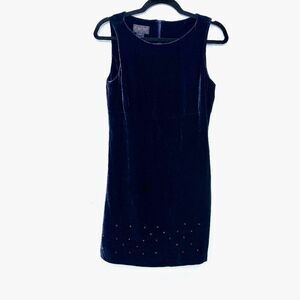Ralph Lauren Women's Slim Fit Blue Silk Velevt Dress sz 8